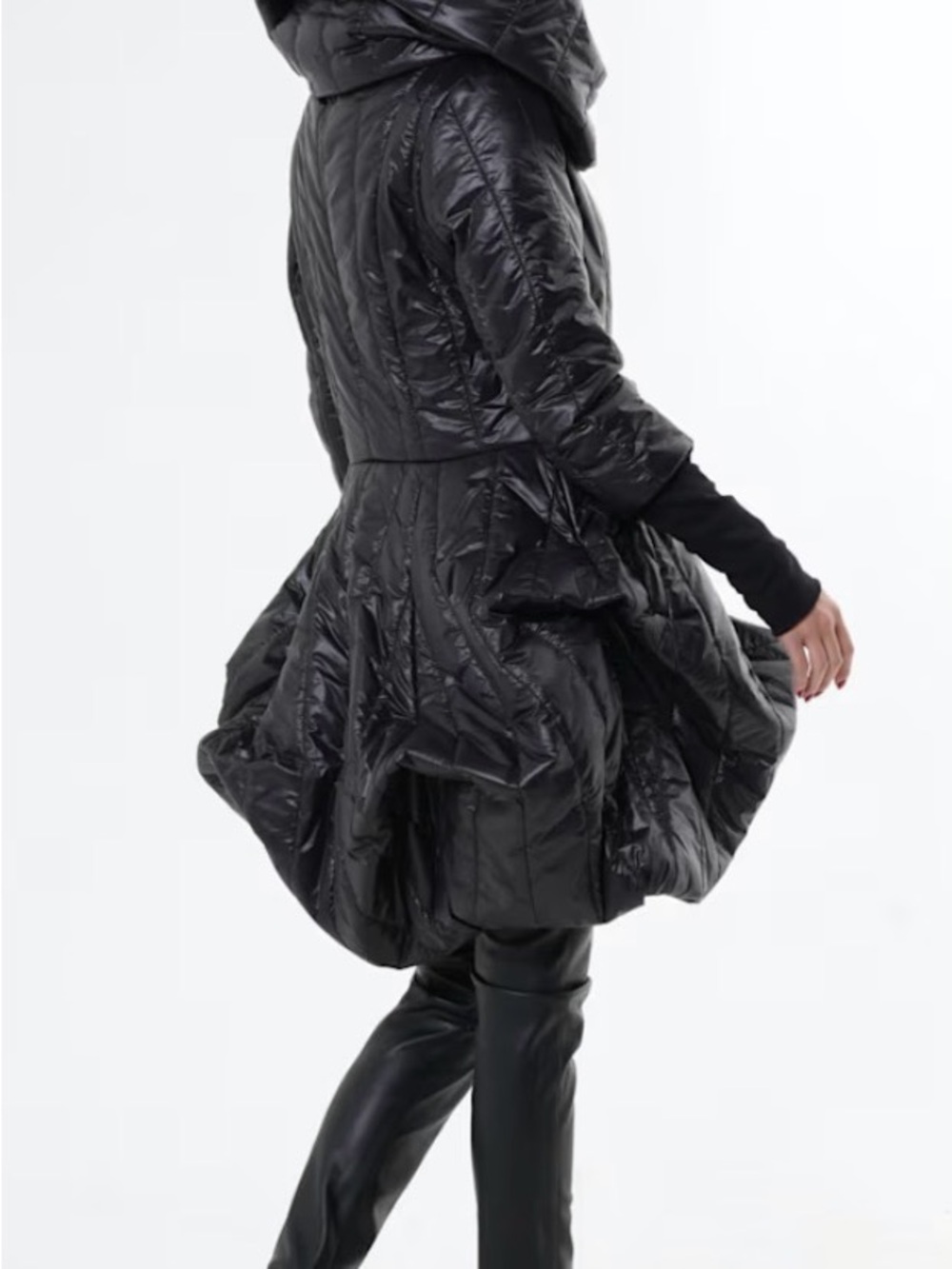 Extravagant Sculpted Puffy Coat In Black by METAMORPHOZA - Picture 3 of 9